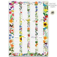 Afbeelding in Gallery-weergave laden, Botanische verjaardagskalender poster A1 met bloemen en Nederlandse planten