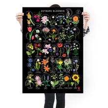 Afbeelding in Gallery-weergave laden, Eetbare bloemen poster A1 met 35 eetbare bloemen uit Nederland, botanische illustraties en mooi design