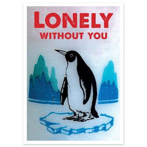 ansichtkaart, ik mis je, pinguin, valentijn, de Beeldvink
