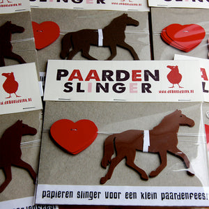 Paarden slinger, slinger paarden, papier, de Beeldvink