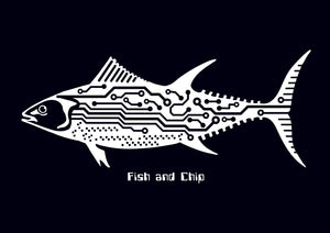 Grafische zwart wit print - Fish and Chip